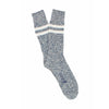 A pair of striped men's boot socks in blue marl.