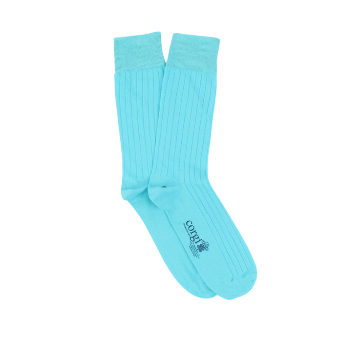 Men's Brecon Ribbed TURQUOISE Cotton Socks