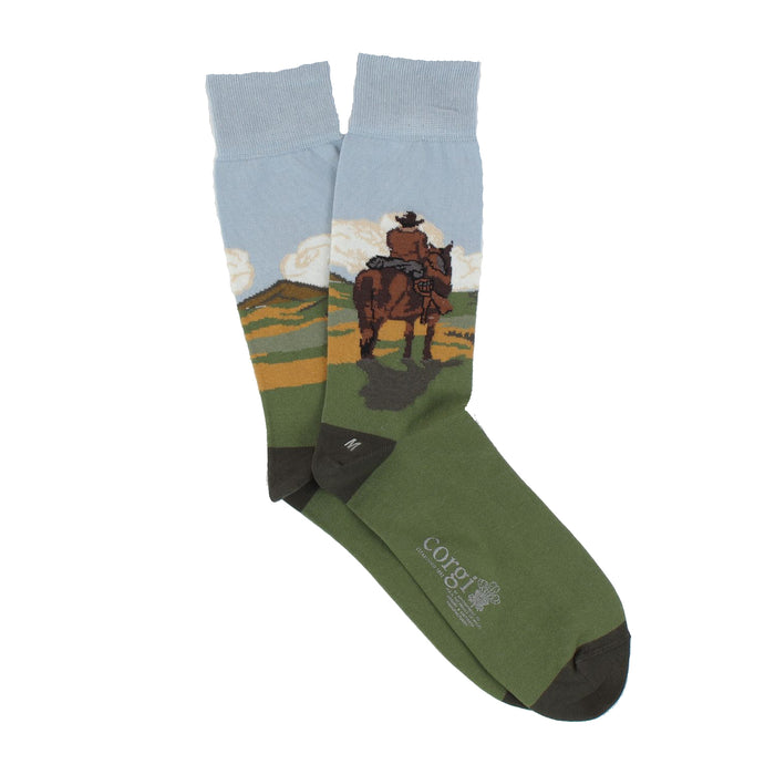 Men's Cowboy Scene Cotton Socks