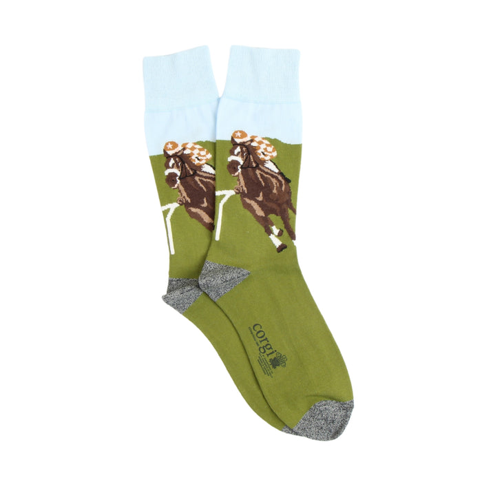 Men's Horse Racing Scene Cotton Socks