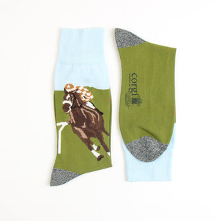 Men's Horse Racing Scene Cotton Socks