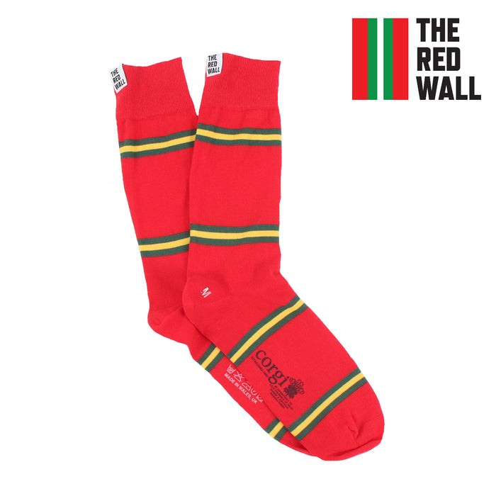 Red Wall Welsh Fan Striped Cotton Socks
