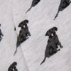 Pattern of black Labrador dogs on a grey background 
