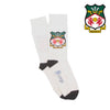 White socks with a logo on a white background