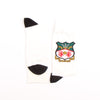 Socks with a crest design on a white background