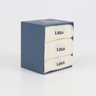 Women's Monogrammed 3-Pair Cotton Gift Box