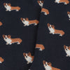 Navy blue socks with corgi dog pattern