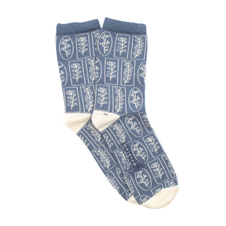 Women's Linear Floral Print Cotton Socks