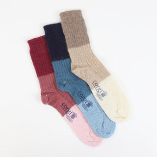 Women's Fluffy Mohair Colour Block Socks