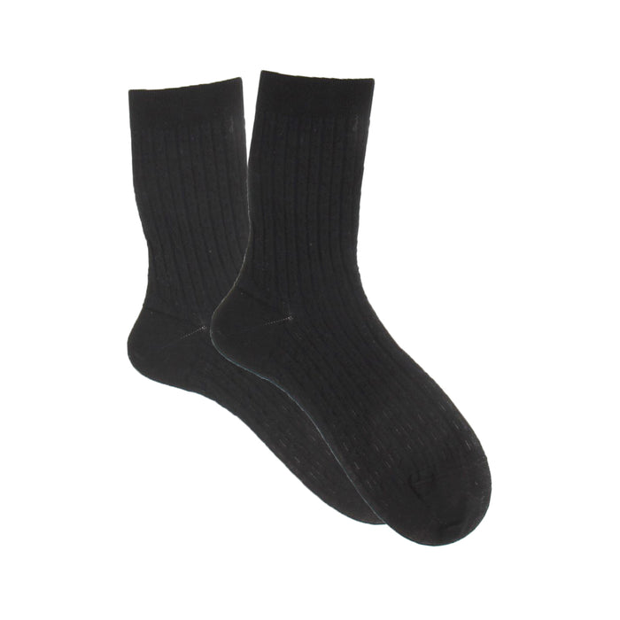 Women's Cabled Mercerised Cotton Socks