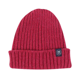 vibrant pink Rib Knit Cashmere Beanie hat