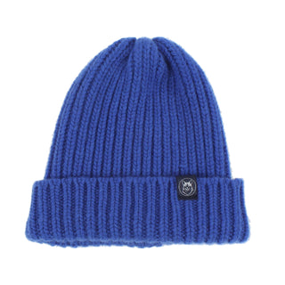 royal blue Rib Knit Cashmere Beanie hat