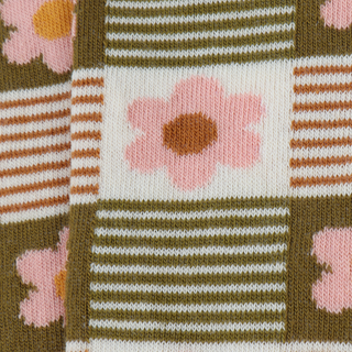 Kids Checked Floral Long Cotton Socks