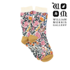 Floral patterned sock with William Morris Gallery branding on a white background