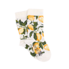 White socks with lemon pattern on a white background