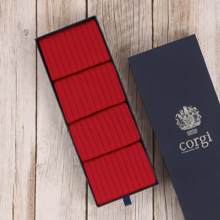 Men's 4-Pair Tenby Merino Wool Socks in a gift box.