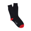 navy socks with red accents on a white background