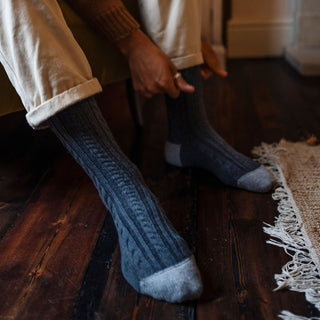 Men's Handmade Cashmere Fan Cable Sock