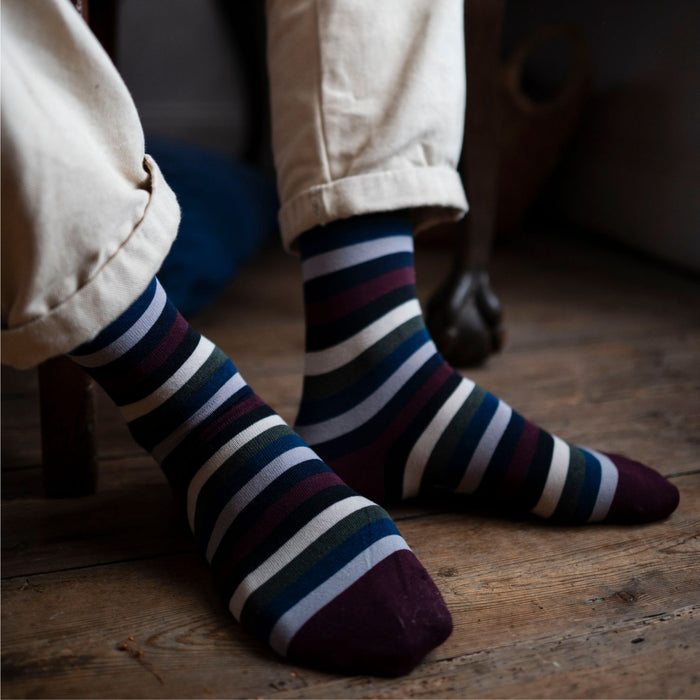 Men's Striped Cashmere Blend Socks