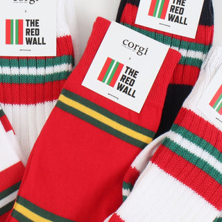 Red Wall Welsh Fan Striped Cotton Socks