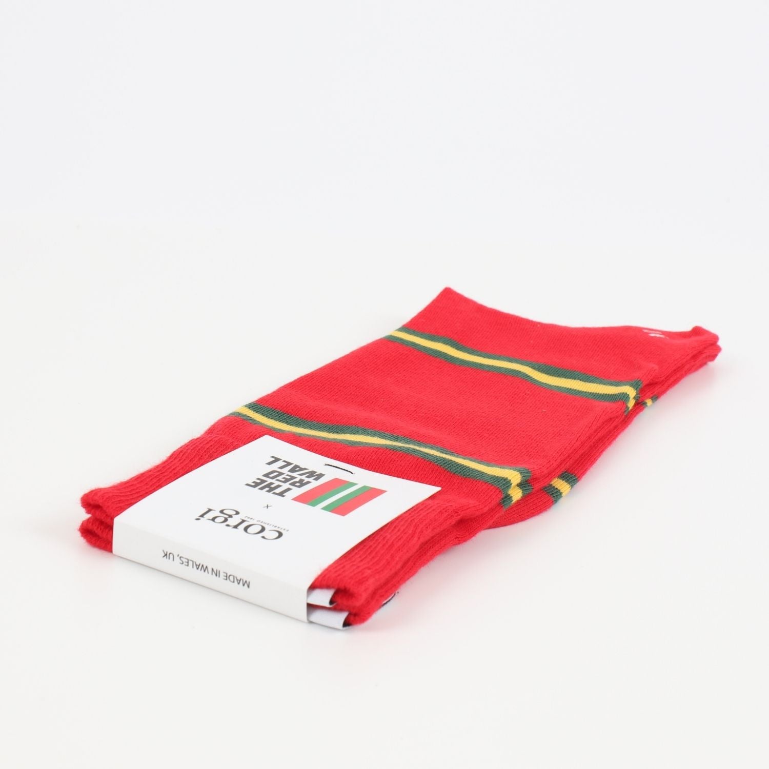 Red Wall Socks laid flat on a white background.