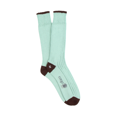 Men's Pure Cotton Contrast Trim Boot Socks AQUA