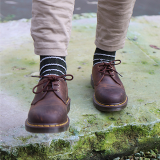 Men's Fine Striped Pure Cotton Boot Socks
