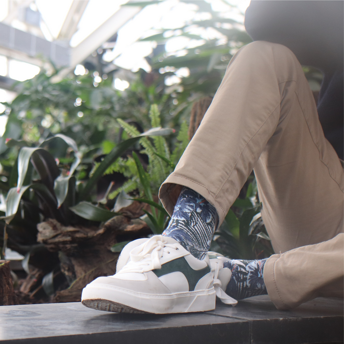 Men's Hibiscus Patterned Cotton Socks 