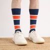 Men's Vintage Stripe Cotton Socks in Navy