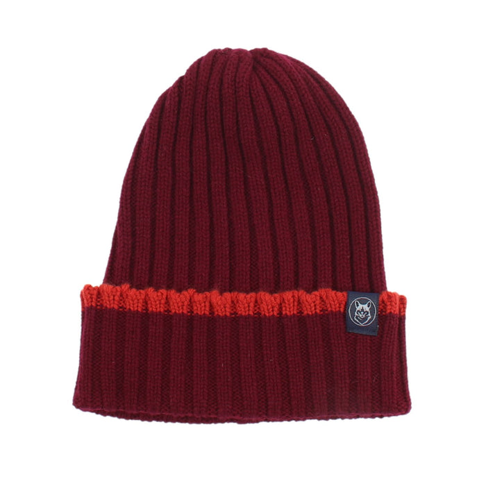 Port ribbed cashmere hat with a contrasting tip colour on its turn up brim