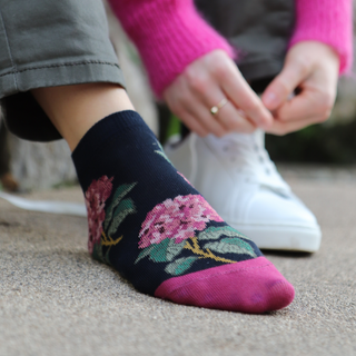 Women's Ankle Hydrangea Cotton Trainer Socks
