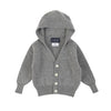 A sumptuous, grey button-down hooded cardigan for baby available in both wool and cashmere is a special treat that every new parent and baby will love, by Corgi Socks.
