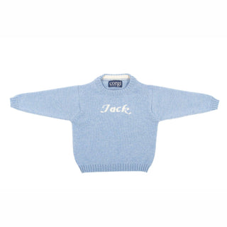 A sumptuous, long sleeved baby sweatshirt, personalised to your babies name available in pink, brown and blue. Choose from both wool and cashmere, by Corgi Socks.