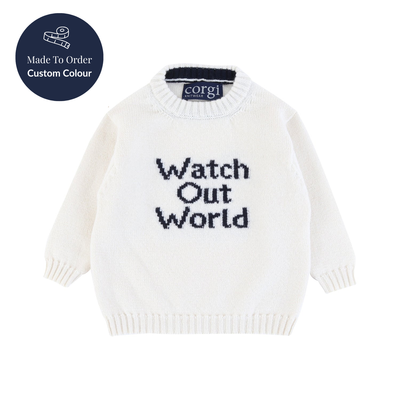 'Watch Out World' Baby Cashmere Sweater