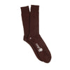 Brown sock with a logo on a white background