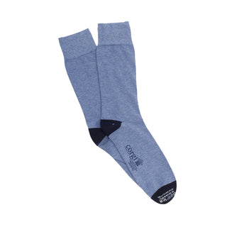 Denim and Navy Contrast Heel & Toe Cotton Socks - Corgi Socks