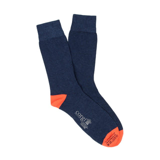 Blue and Orange Contrast Heel & Toe Cotton Socks - Corgi Socks