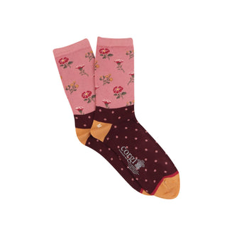 Flower & Polka Dot Cotton Socks - Corgi Socks