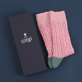 Women's Handmade Cable Marl Cashmere & Cotton Socks