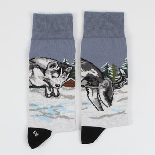 Men's Jumping Husky Scene Cotton Socks