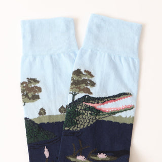 Men's Alligator Scene Cotton Socks - Corgi Socks