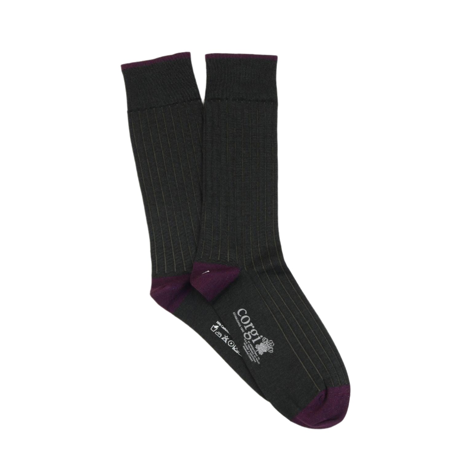 Men's Luxury Contrast Tip, Heel & Toe Cashmere & Silk Socks - Corgi Socks
