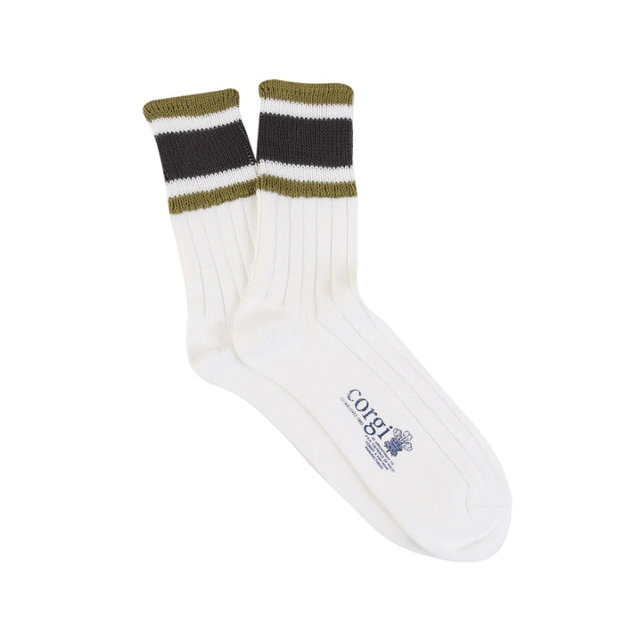 Men's Pure Cotton Tennis Stripe Socks - Corgi Socks