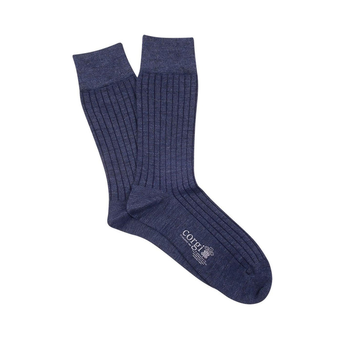 Men's Navy Rib Cotton Socks - Corgi Socks