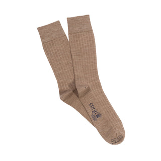 Men's Beige Rib Merino Wool Socks - Corgi Socks