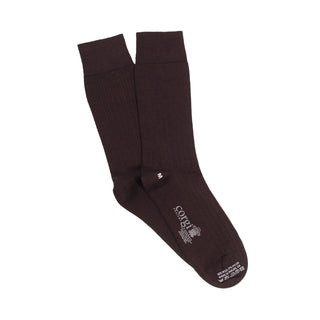 Men's Brown Rib Merino Wool Socks - Corgi Socks
