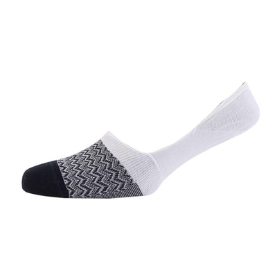 Navy and white Mini Chevron Mercerised white Cotton mens Invisible Socks - Corgi Socks