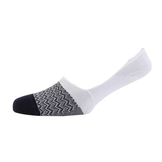 Navy and white Mini Chevron Mercerised Cotton Invisible Socks - Corgi Socks