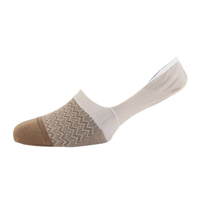 Brown Mini Chevron Mercerised Cotton Invisible Socks - Corgi Socks