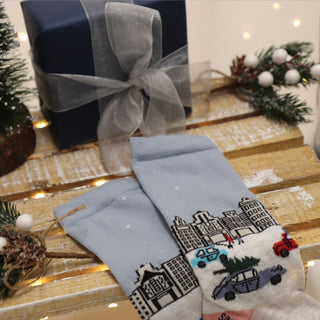 Women's Christmas in the City Scene Cotton Socks